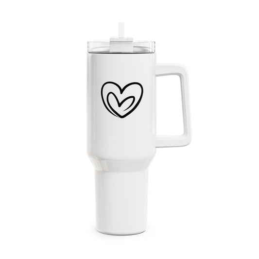 ZWEI HERZEN CLIPART - LOVE • Tumbler mit Henkel & Strohhalm • XXL Reisebecher 1,2L