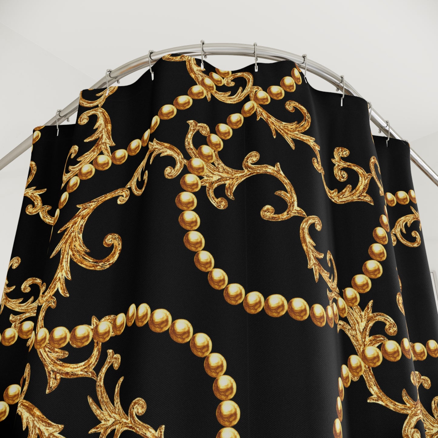 LUXUS GOLDSCHMUCK BAROCK • Hochwertiger, Schöner Duschvorhang 180x200 cm SCHWARZ