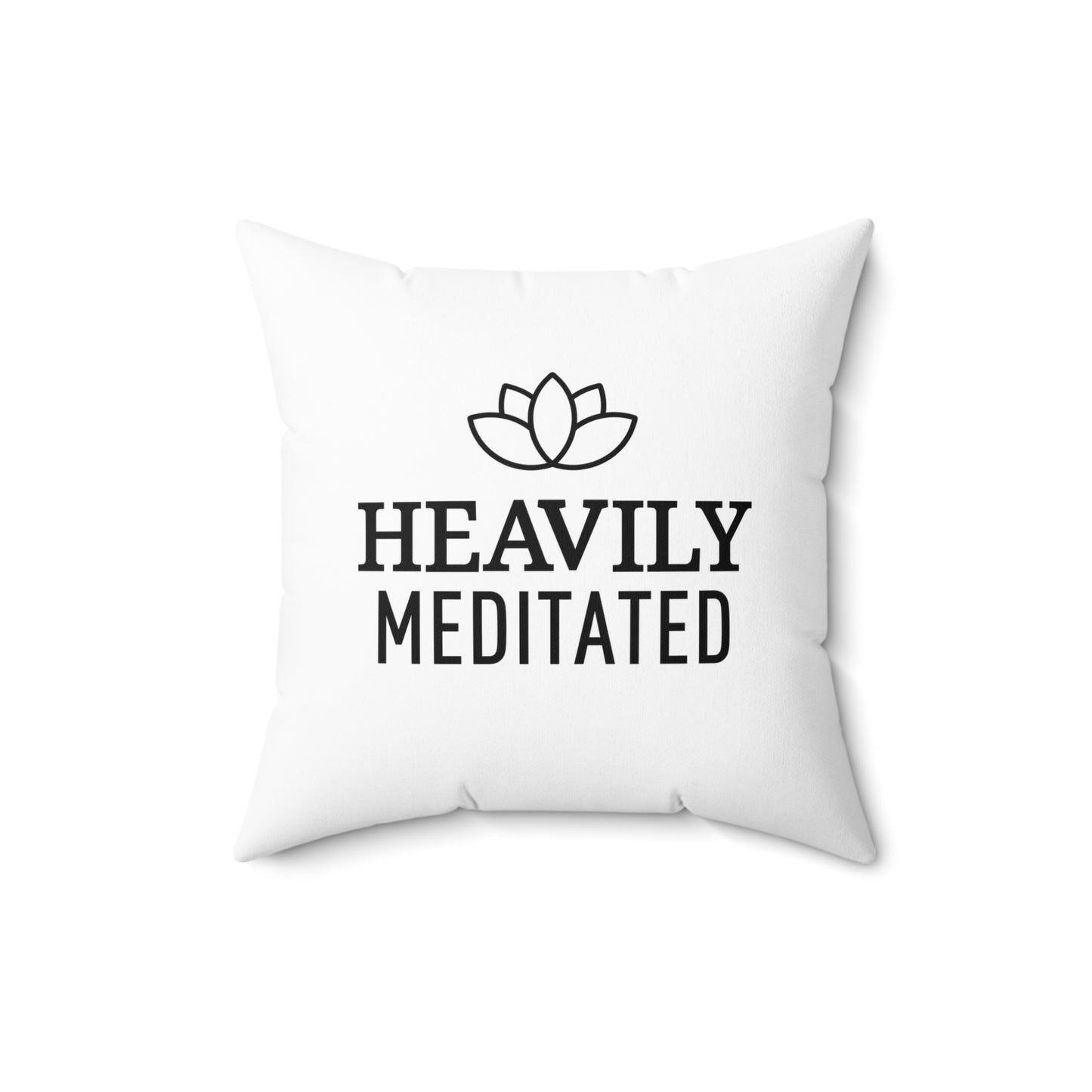 HEAVILY MEDITATED - LOTUSBLÜTE • Yoga Meditations Deko Kissen mit Reißverschluss Quadratisch Weiss - YOGA SANTA