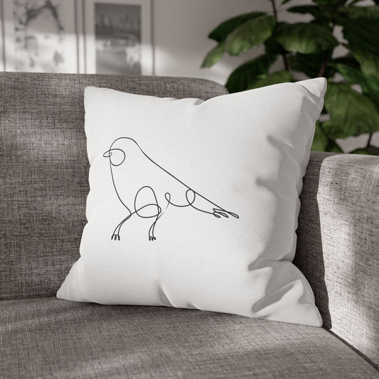 VOGEL MINIMALISTISCH • Deko Kissenbezug mit Reißverschluss Quadratisch Weiß