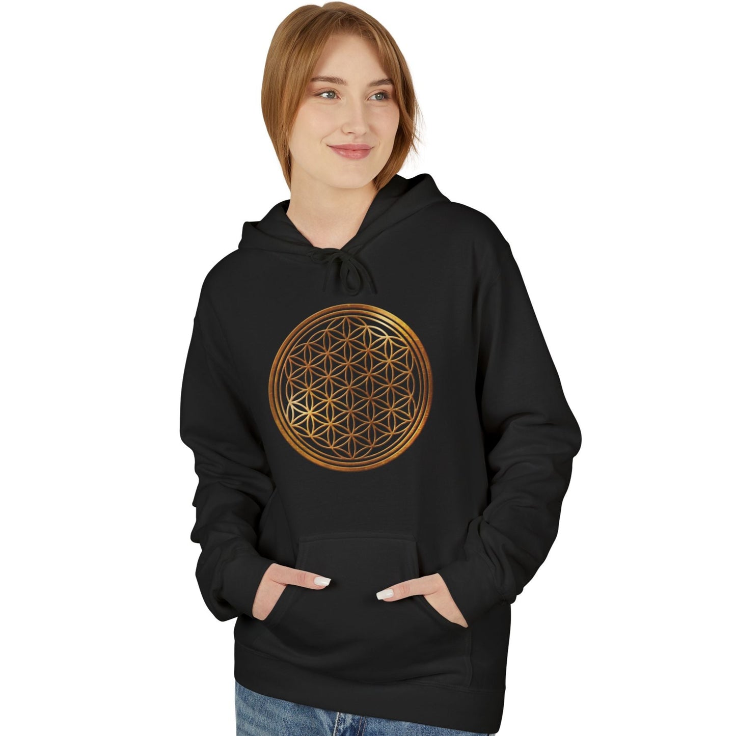 BLUME DES LEBENS SYMBOL ZEICHEN PRINTMOTIV • SPIRITUELLER Hoodie für Damen & Herren Fleece Kapuzenpullover Kuschelweich • Baumwolle 🌿