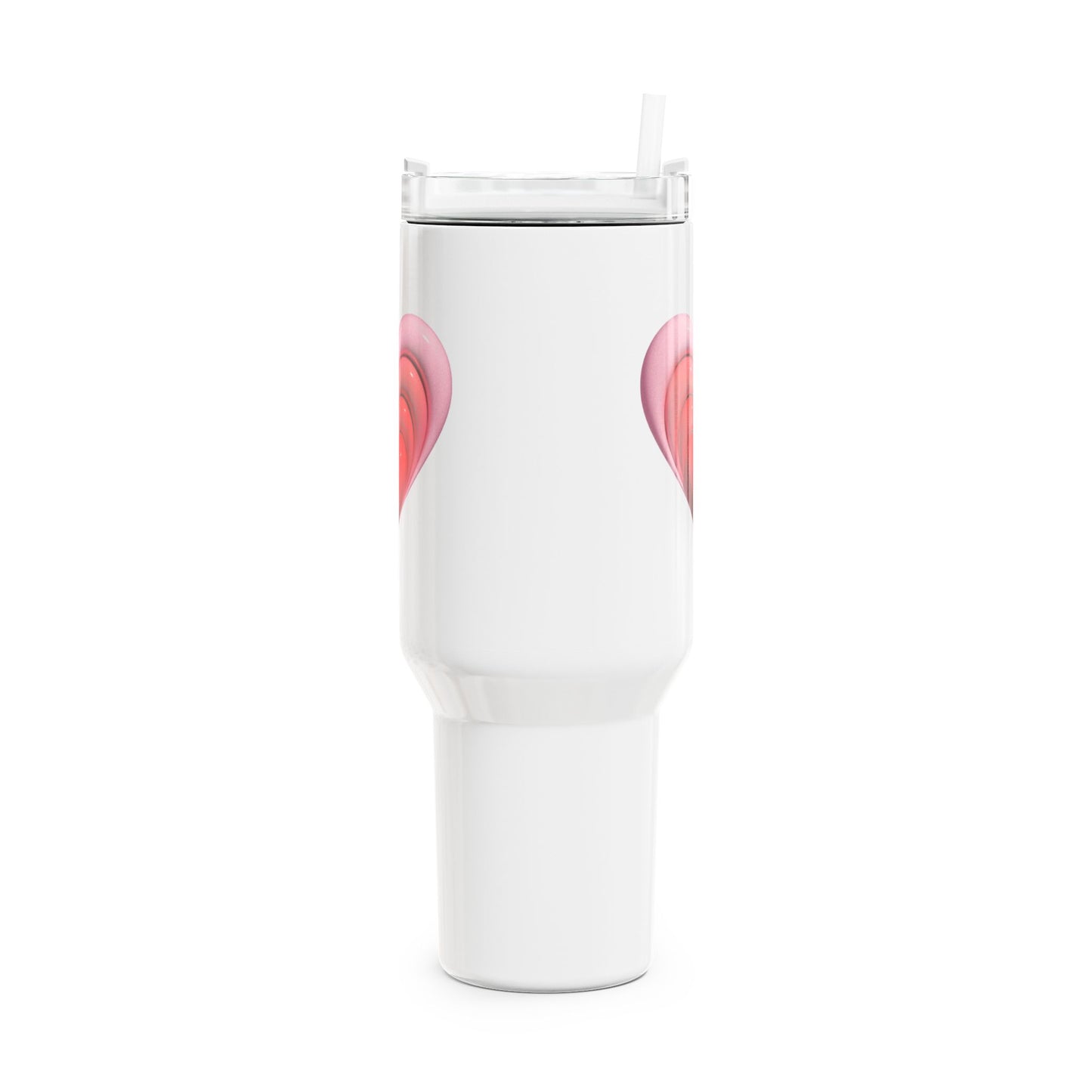 HERZ ROT 3D OPTISCHE ILLUSION • Tumbler mit Henkel & Strohhalm • XXL Reisebecher 1,2L