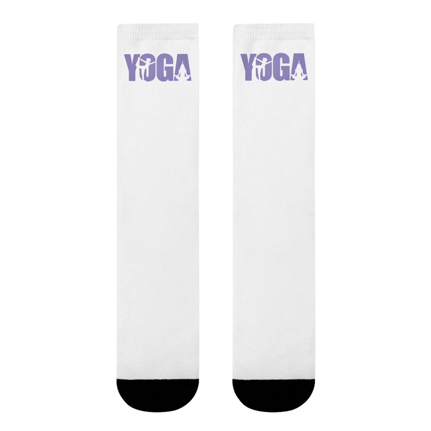 YOGA SCHRIFTZUG LILA VIOLET - MIT YOGA POSEN MOTIV • Yoga Liebhaber Meditations- Yogalehrer Geschenkidee • Spirituelle Socken Weiß mit Motiv