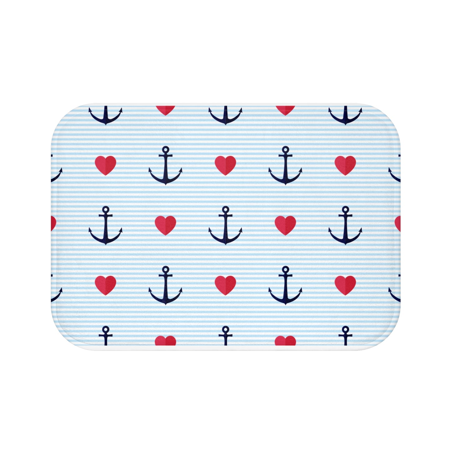 ANKER HERZEN MUSTER KAPITÄN BOOT • Badvorleger / Fussmatte / Badteppich EXTRA Weich • 43 x 61 cm & 53 x 86 cm