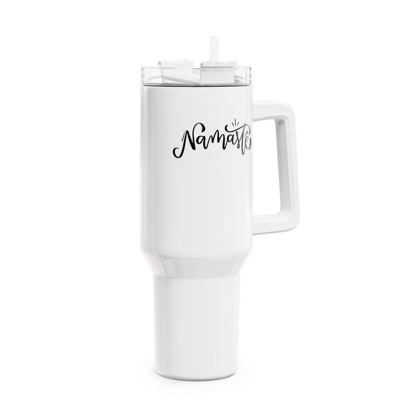 NAMASTE SCHRFITZUG KUNSTVOLL • Tumbler mit Henkel & Strohhalm • XXL Reisebecher 1,2L - YOGA SANTA