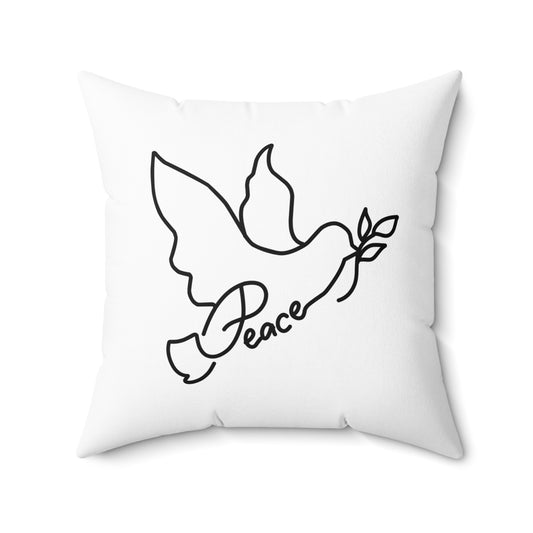 FRIEDENSTAUBE PEACE SCHRIFT ÄSTHETISCHER VOGEL • Deko Kissen mit Reißverschluss Quadratisch Weiss
