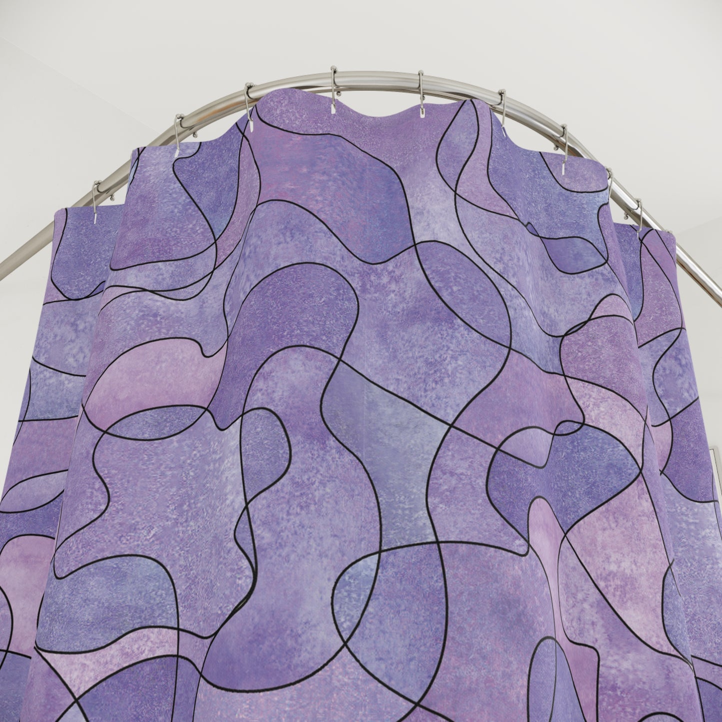 LILA VIOLET IN ZARTEN LINIEN • Schöner Duschvorhang 180x200 cm Weiss