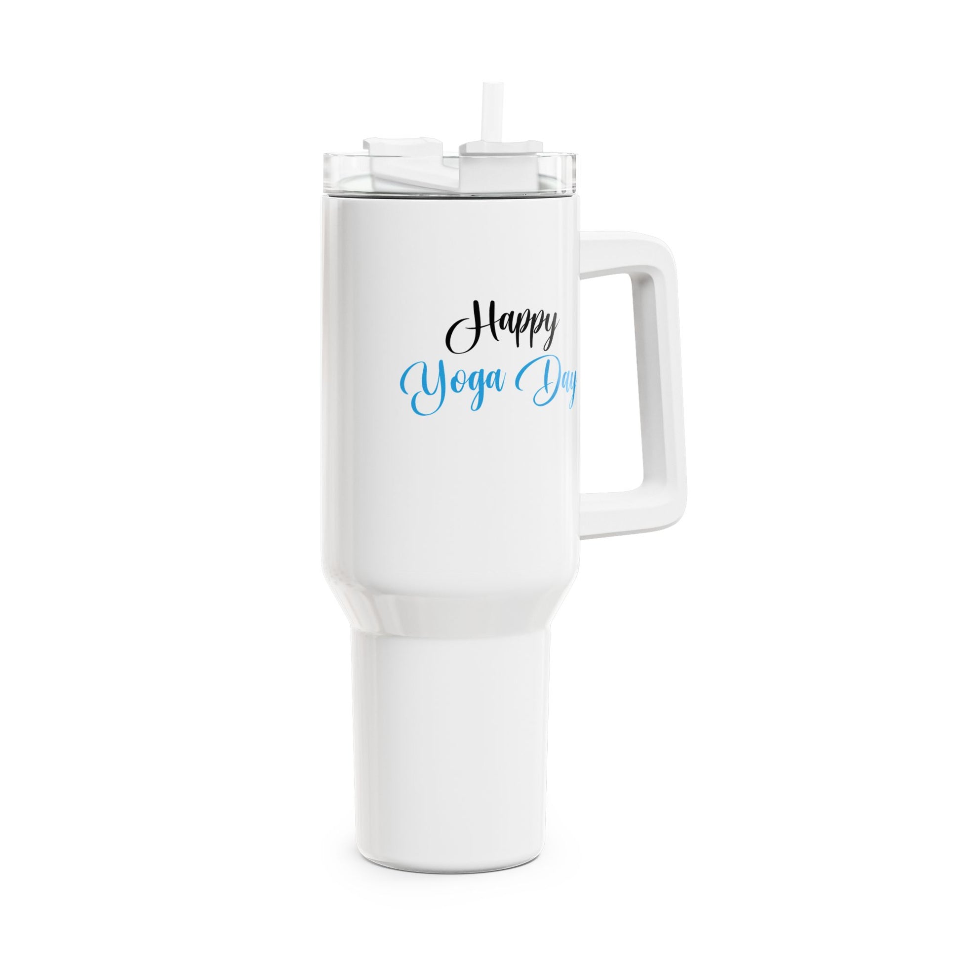 HAPPY YOGA DAY - YOGA BECHER • Tumbler mit Henkel & Strohhalm • XXL Reisebecher 1,2L - YOGA SANTA