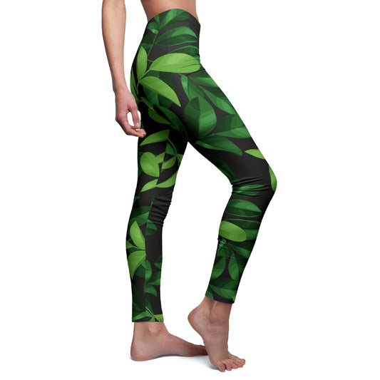 DSCHUNGEL LEGGINS PFLANZENBLÄTTER NATURMOTIV Print • Damen-Leggings • Beste Leggings für Sport & Alltag