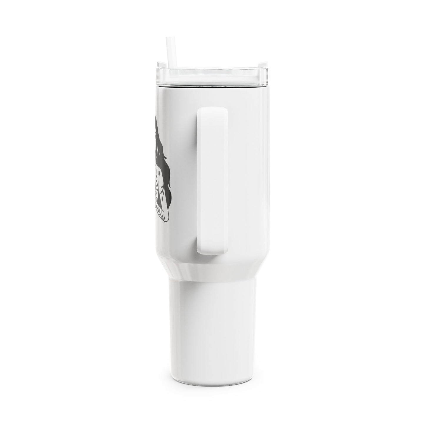 SPIRITUELLE FRAU ZEICHNUNG MOND STERNE • Tumbler mit Henkel & Strohhalm • XXL Reisebecher 1,2L - YOGA SANTA
