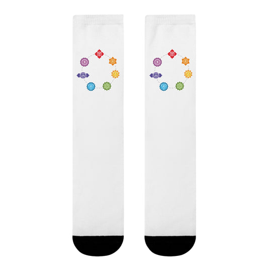 CHAKREN IN FLORALEN BLUMEBLÜTEN  • Spirituelle Socken Weiß mit buntem Motiv • Geburtstagsgeschenkidee