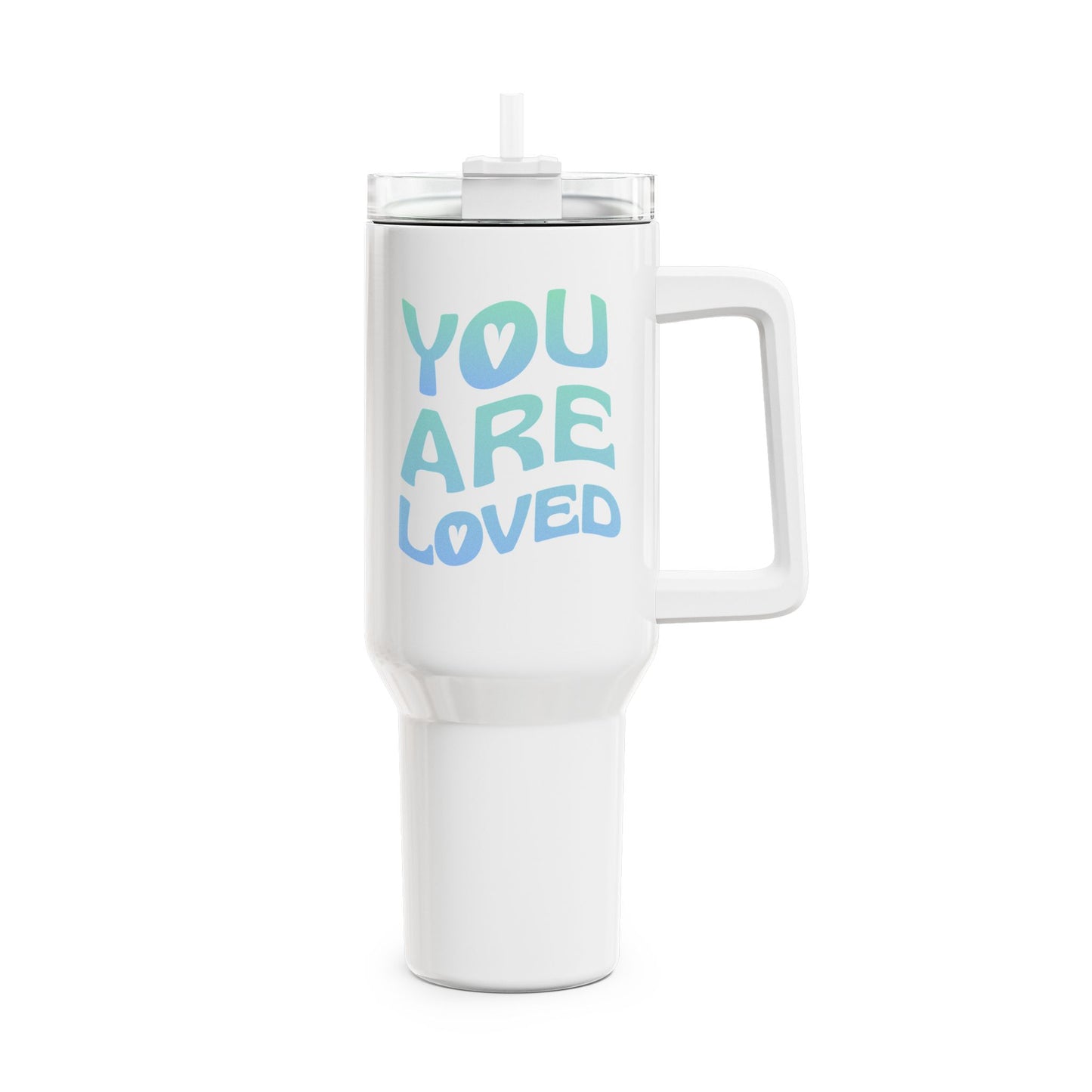 YOU ARE LOVED Spruch Liebesbeweis Liebesbotschaft • Tumbler mit Henkel & Strohhalm • XXL Reisebecher 1,2L - YOGA SANTA