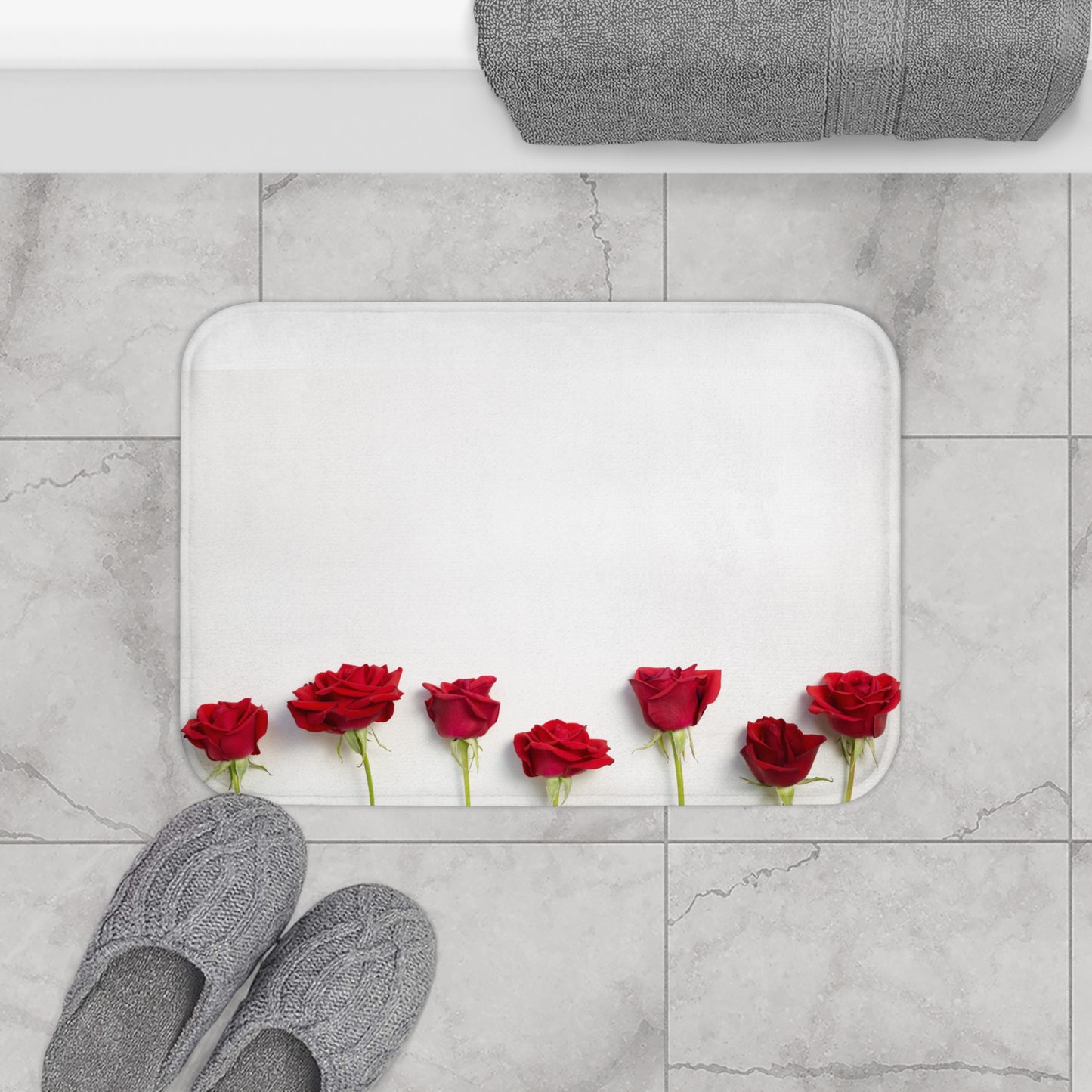 ROTE ROSEN GESCHENK • LOVE Liebesbotschaft ❤️ • Badvorleger / Fussmatte / Badteppich EXTRA Weich • 43 x 61 cm & 53 x 86 cm