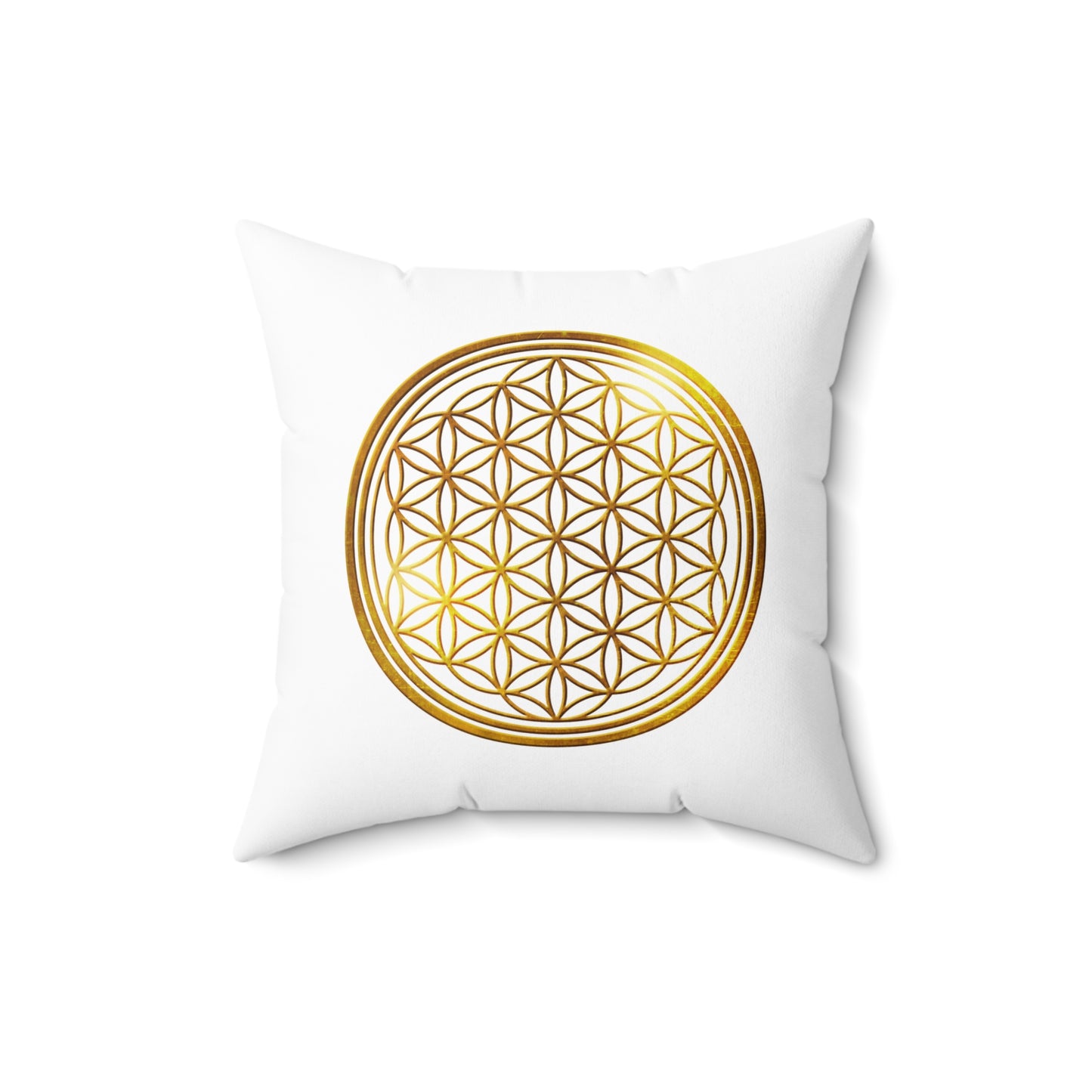 BLUME DES LEBENS - LUXUS GOLDOPTIK • Deko Kissen mit Reißverschluss Quadratisch Weiss - YOGA SANTA