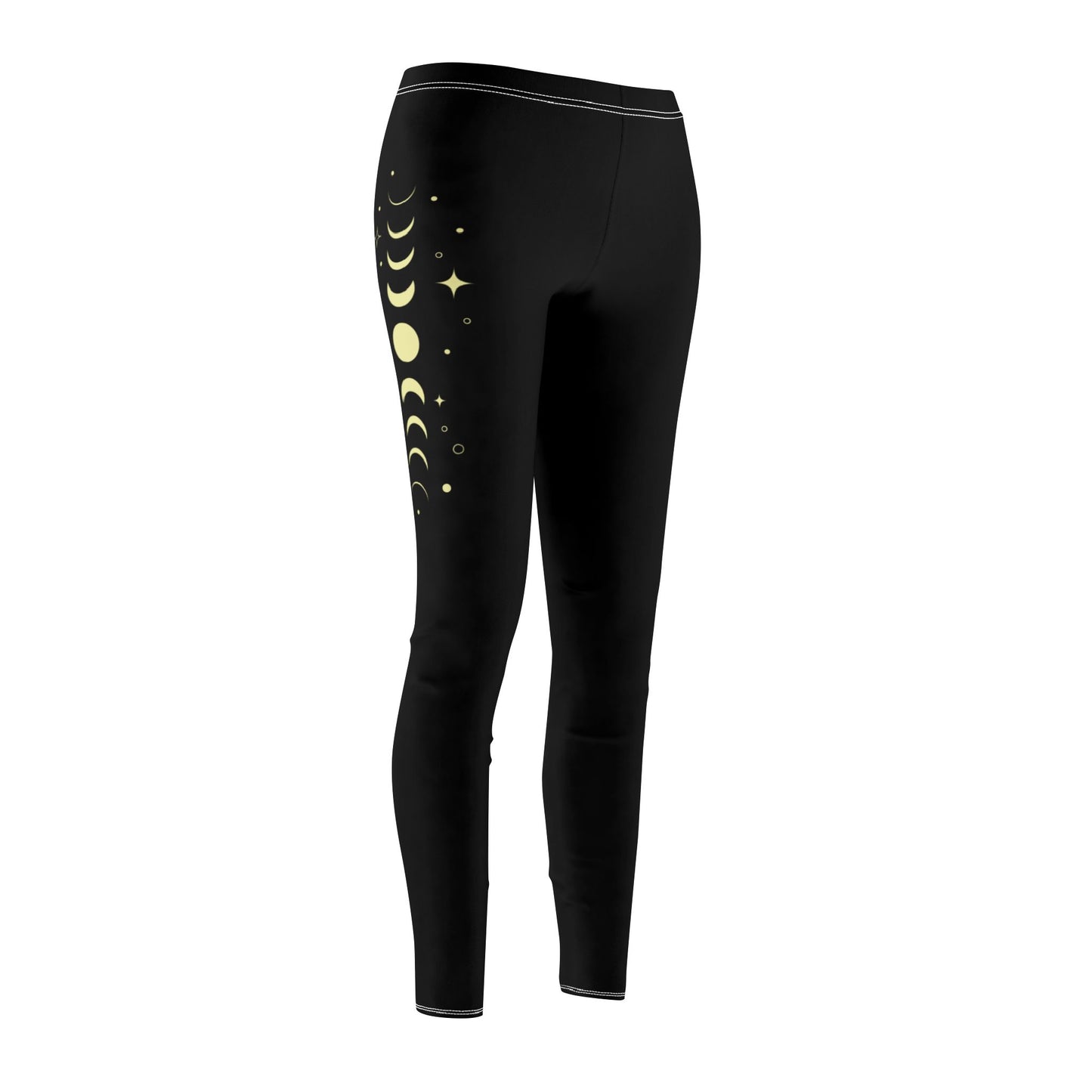 MONDPHASEN STERNENHIMMEL MOND • BOHO STYLE - Hippie Damen Leggins Sternenhimmel Schwarz • Beste Leggings für Sport & Freizeit