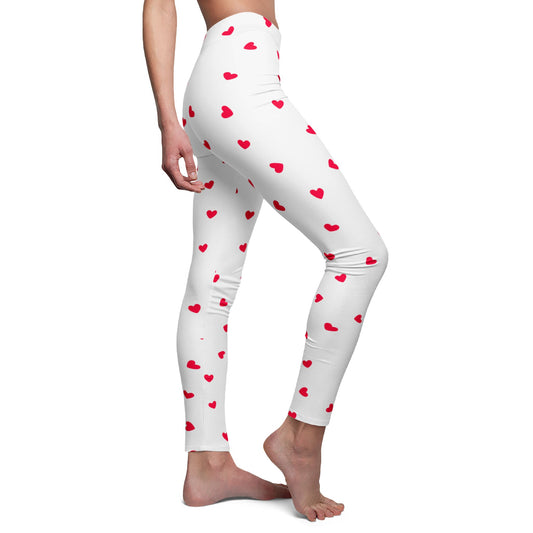 HERZCHEN LEGGINS HERZ BILD MUSTER LOVE MOTIV • Niedlich süße Damen Leggins Weiss • Beste Leggings für Sport & Freizeit