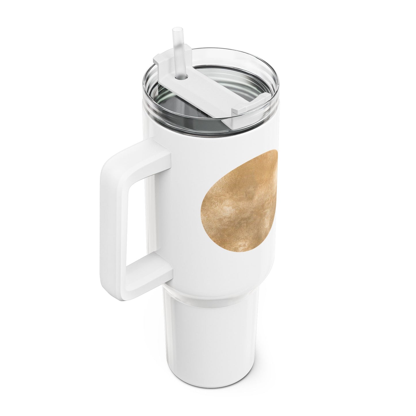 SONNE MOND GOLDOPTIK EDEL LUXURIÖS • Tumbler mit Henkel & Strohhalm • XXL Reisebecher 1,2L