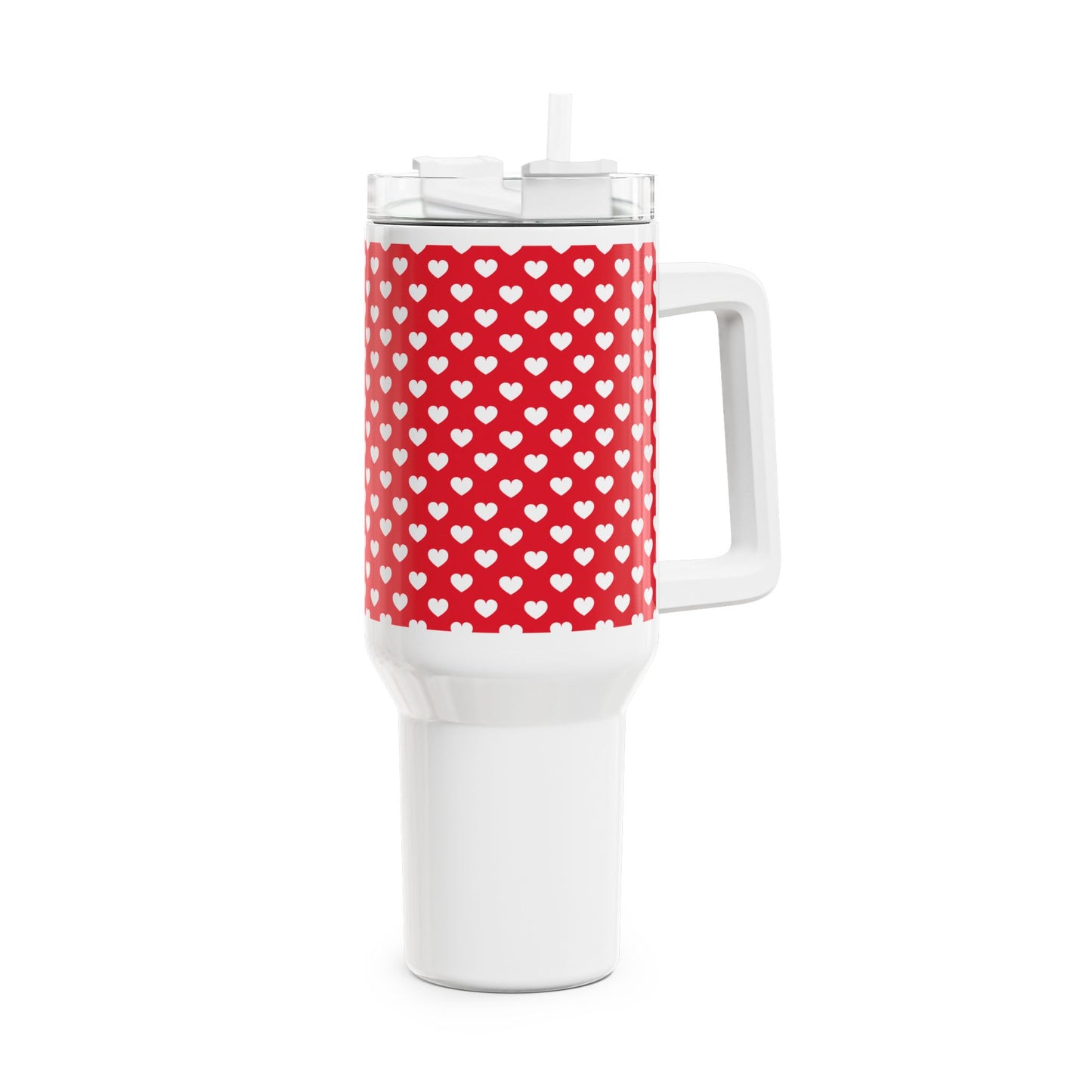 HERZ MUSTER HERZCHEN LOVE LIEBESBEWEIS • Tumbler mit Henkel & Strohhalm • XXL Reisebecher 1,2L