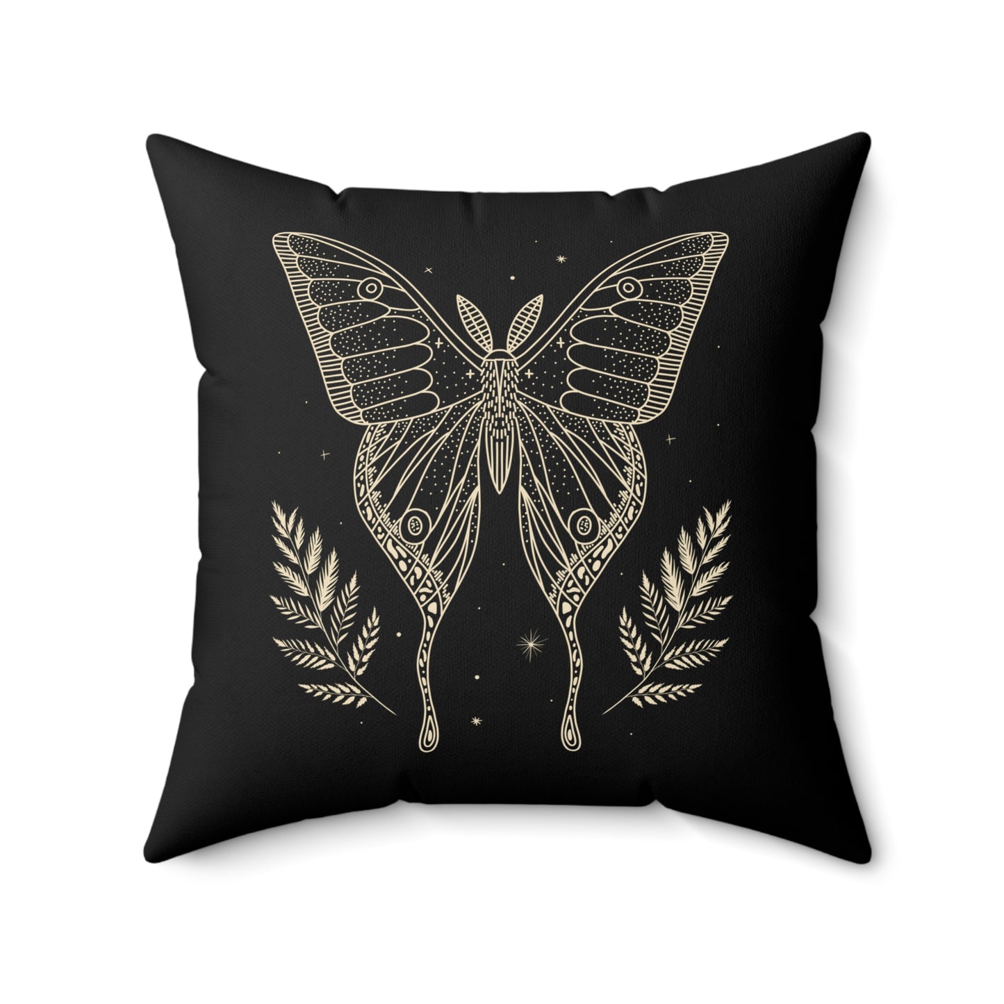 SCHMETTERLING LUXUS DESIGN - WEIßGOLD OPTIK • Deko Kissen mit Reißverschluss Quadratisch Schwarz - YOGA SANTA