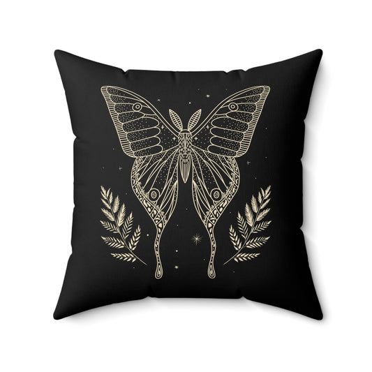 SCHMETTERLING LUXUS DESIGN - WEIßGOLD OPTIK • Deko Kissen mit Reißverschluss Quadratisch Schwarz - YOGA SANTA