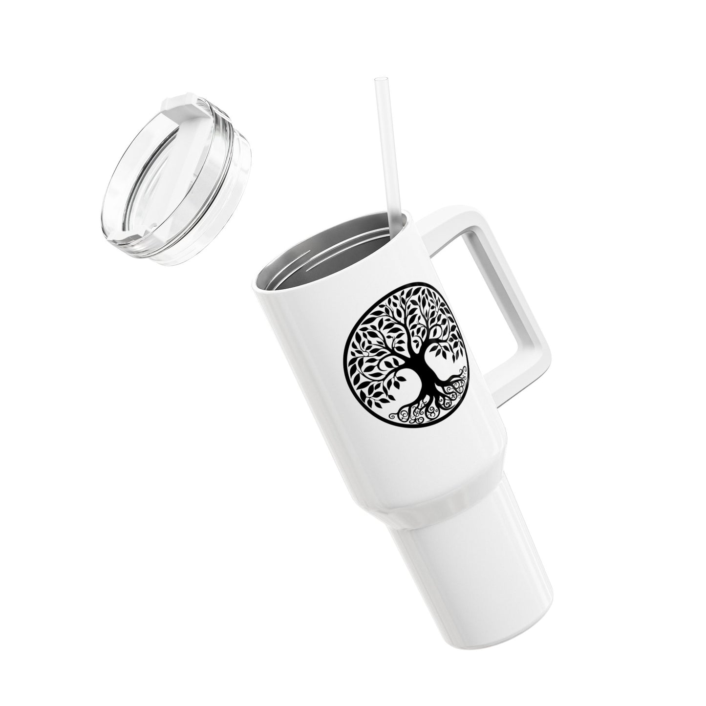 BAUM DES LEBENS BILD SYMBOL • Tumbler mit Henkel & Strohhalm • XXL Reisebecher 1,2L