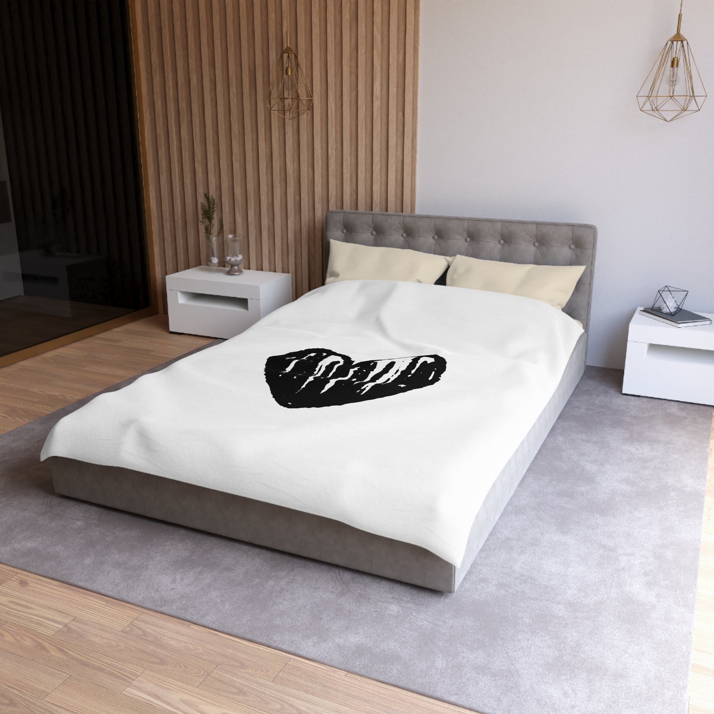 HERZ MOTIV HERZCHEN Handgezeichnet • Luxus Fleece Kuschelweich Bettwäsche 200x200 cm &  220x240 cm