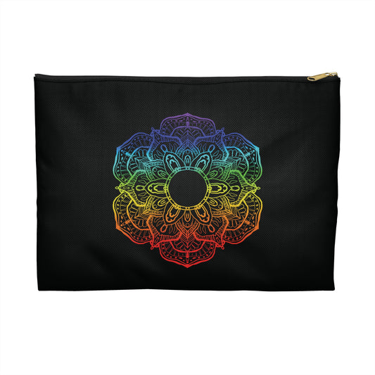 MANDALA BLUME REGENBOGENFARBEN • Handtaschen Organizer Flach mit Reißverschluss • Groß & Klein