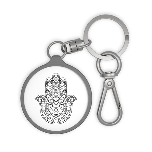 FATIMAS HAND & ALLSEHENDES AUGE - Mandala Zeichnung • Edler Luxus Schlüsselanhänger mit Karabiner für Frauen & Männer