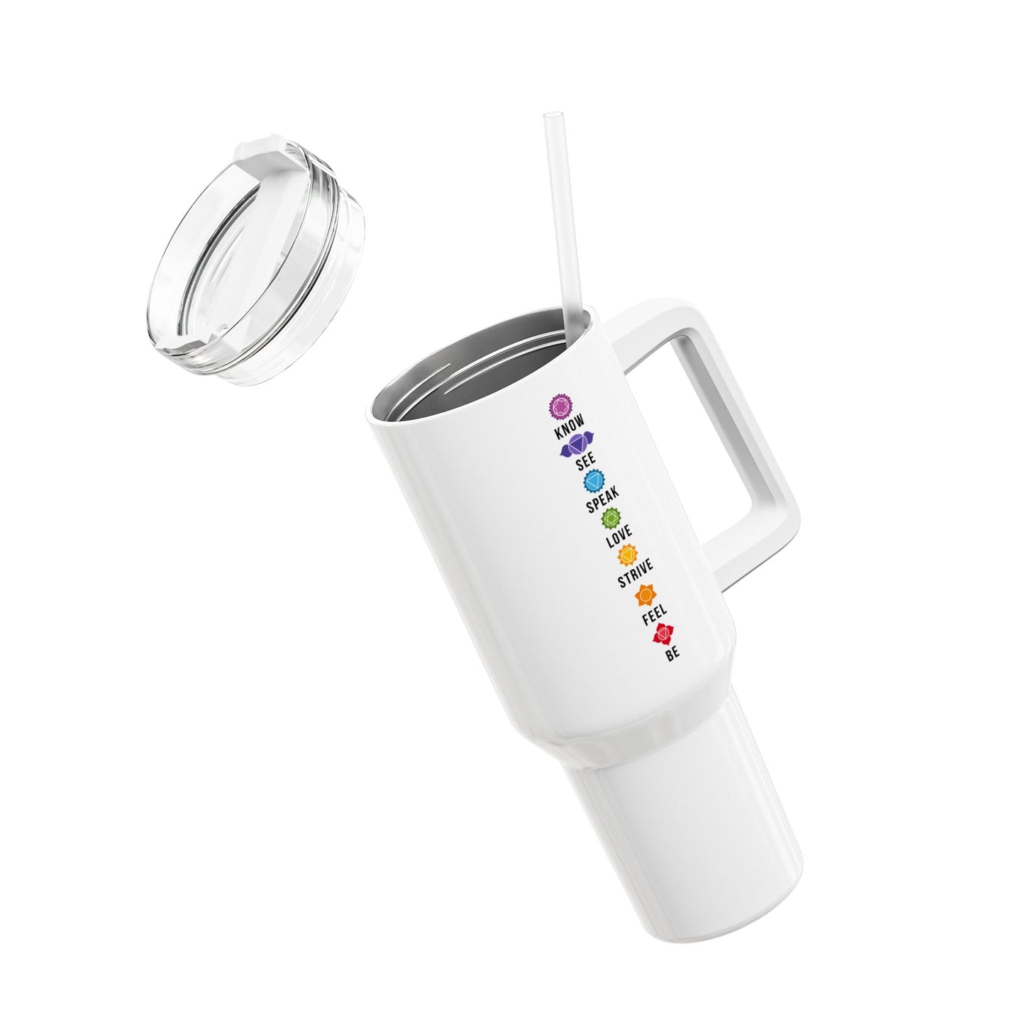 CHAKREN POSTER 7 CHAKRA MEDITATION YOGA • Tumbler mit Henkel & Strohhalm • XXL Reisebecher 1,2L
