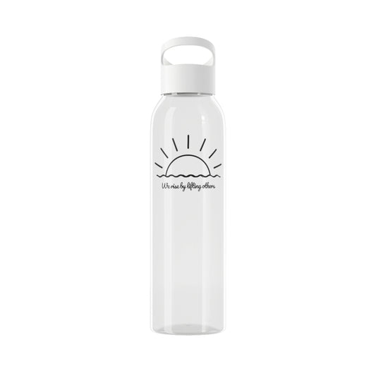 WE RISE BY LIFTING OTHERS • Sonnenaufgang Meeresmotiv • Wasserflasche Sky 650 ml