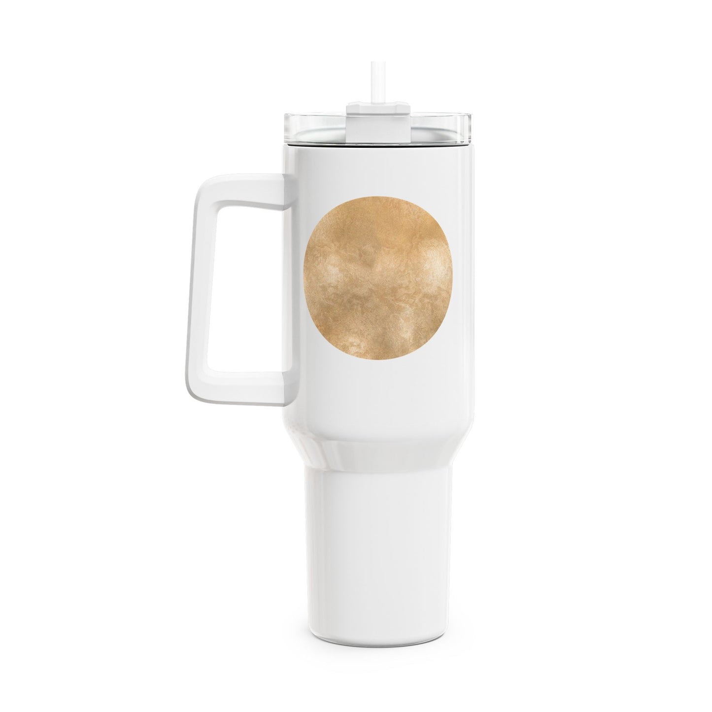 SONNE MOND GOLDOPTIK EDEL LUXURIÖS • Tumbler mit Henkel & Strohhalm • XXL Reisebecher 1,2L