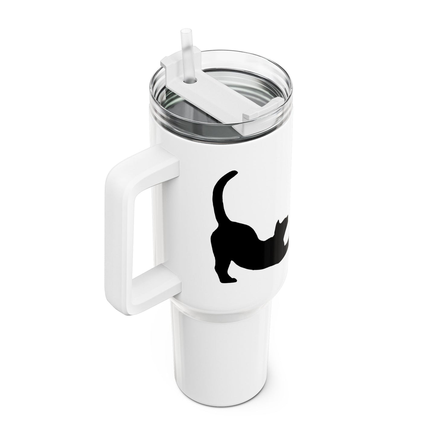 KATZENYOGA TIERYOGA POSE ASANA - Herabschauender Hund • Tumbler mit Henkel & Strohhalm • XXL Reisebecher 1,2L