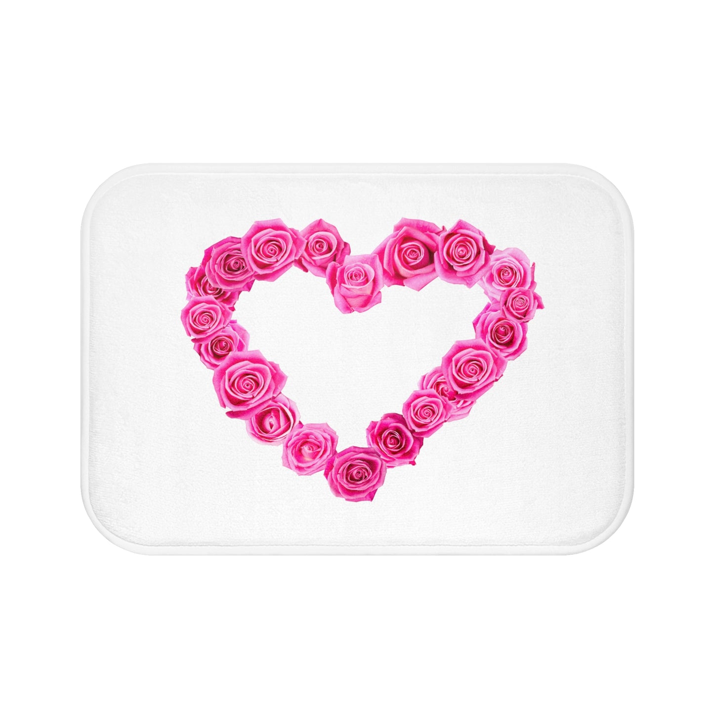 HERZ AUS PINKEN ROSEN BLÜTEN ROSA • Liebesbeweis Geschenk, LOVE Liebesbotschaft ❤️ • Badvorleger / Fussmatte / Badteppich EXTRA Weich • 43 x 61 cm & 53 x 86 cm