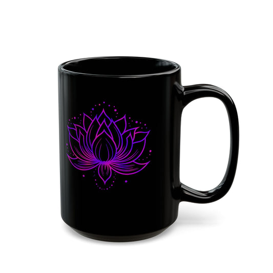 LOTUSBLÜTE LILA VIOLET PINK • 440ml XXL Kaffeebecher Schwarz - YOGA SANTA