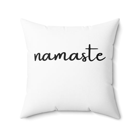 NAMASTE SPRUCH KISSEN • Deko Kissen mit Reißverschluss Quadratisch Weiss