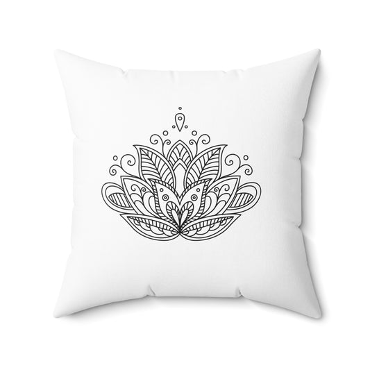 LOTUSBLÜTE MANDALA • Deko Kissen mit Reißverschluss Quadratisch Weiss