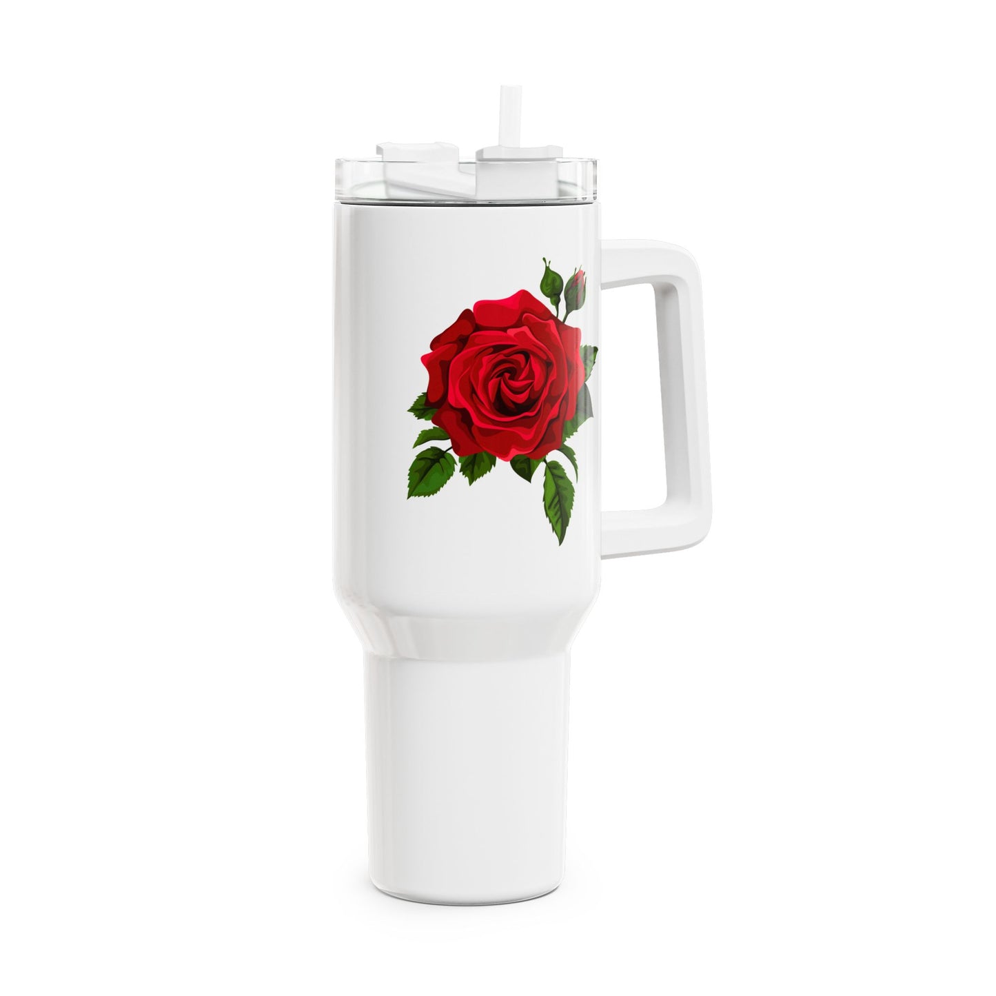 ROSEN BILD ROSENBLÜTE ZEICHNUNG • Tumbler mit Henkel & Strohhalm • XXL Reisebecher 1,2L
