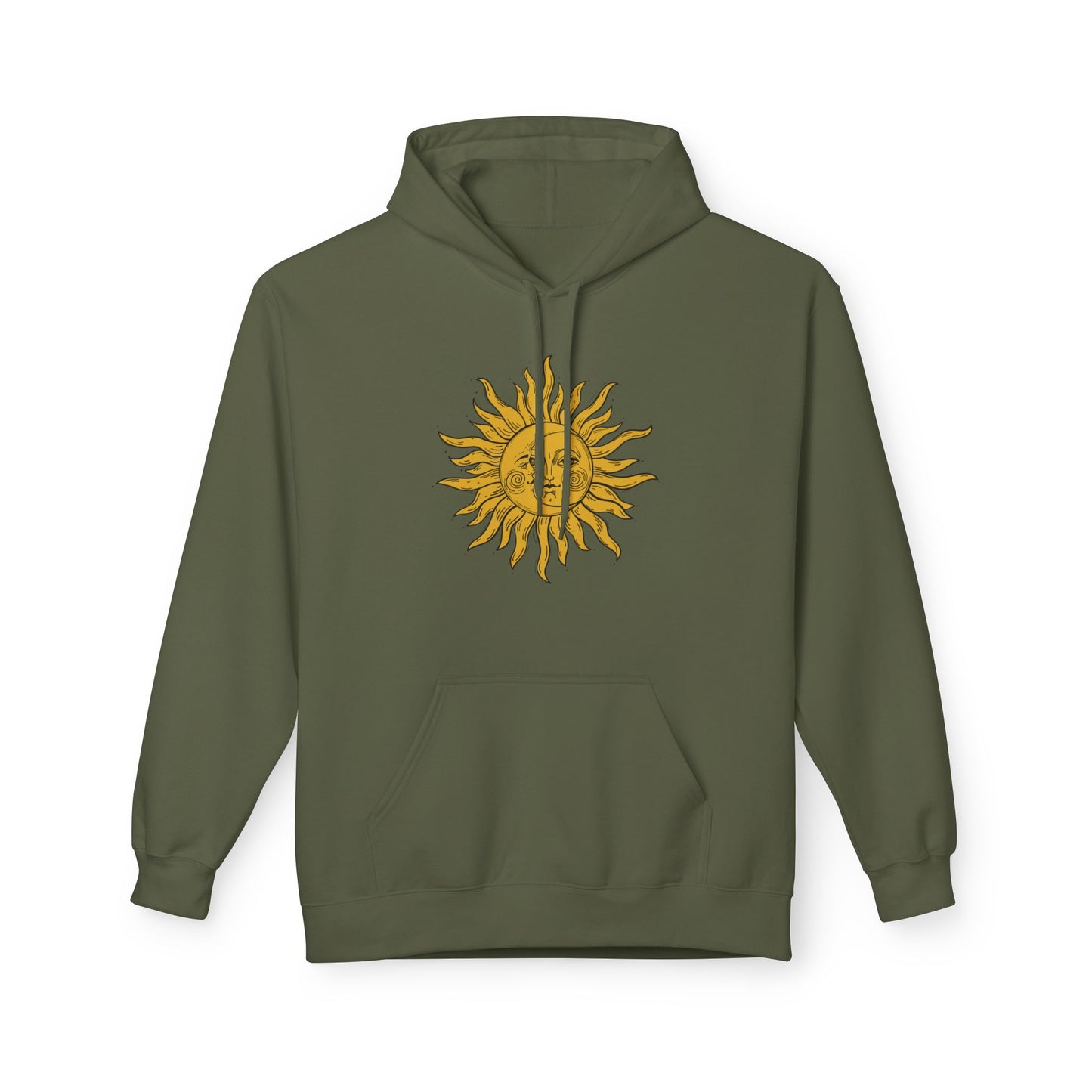 SONNE MOND VINTAGE RENTRO Zeichnung • Fleece Hoodie für Damen & Herren • Baumwolle 🌿