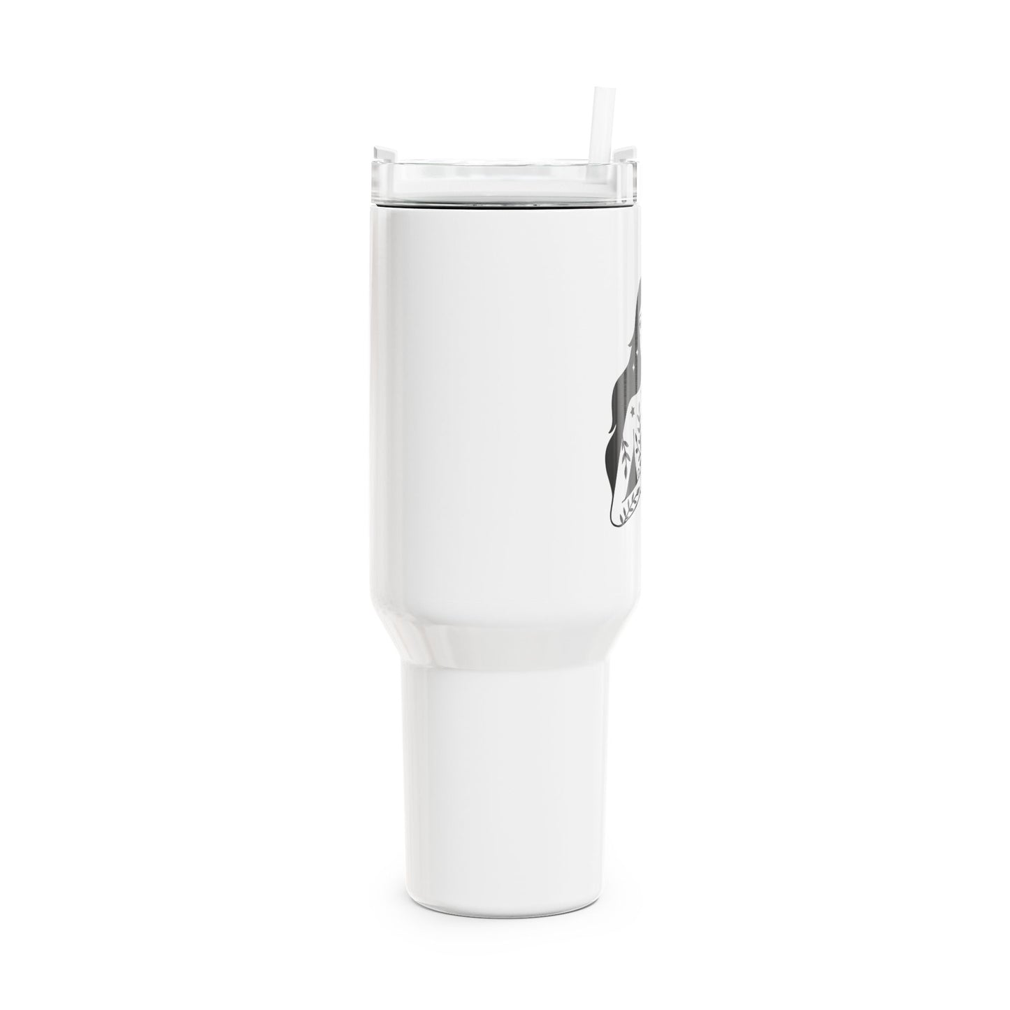 SPIRITUELLE FRAU ZEICHNUNG MOND STERNE • Tumbler mit Henkel & Strohhalm • XXL Reisebecher 1,2L - YOGA SANTA