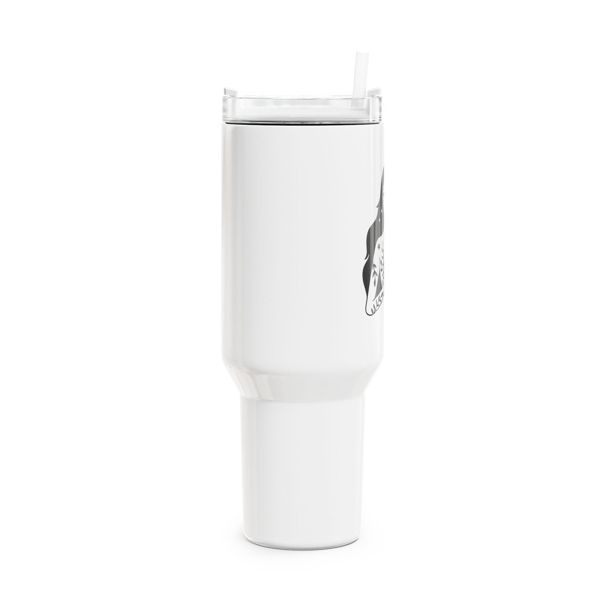 SPIRITUELLE FRAU ZEICHNUNG MOND STERNE • Tumbler mit Henkel & Strohhalm • XXL Reisebecher 1,2L - YOGA SANTA