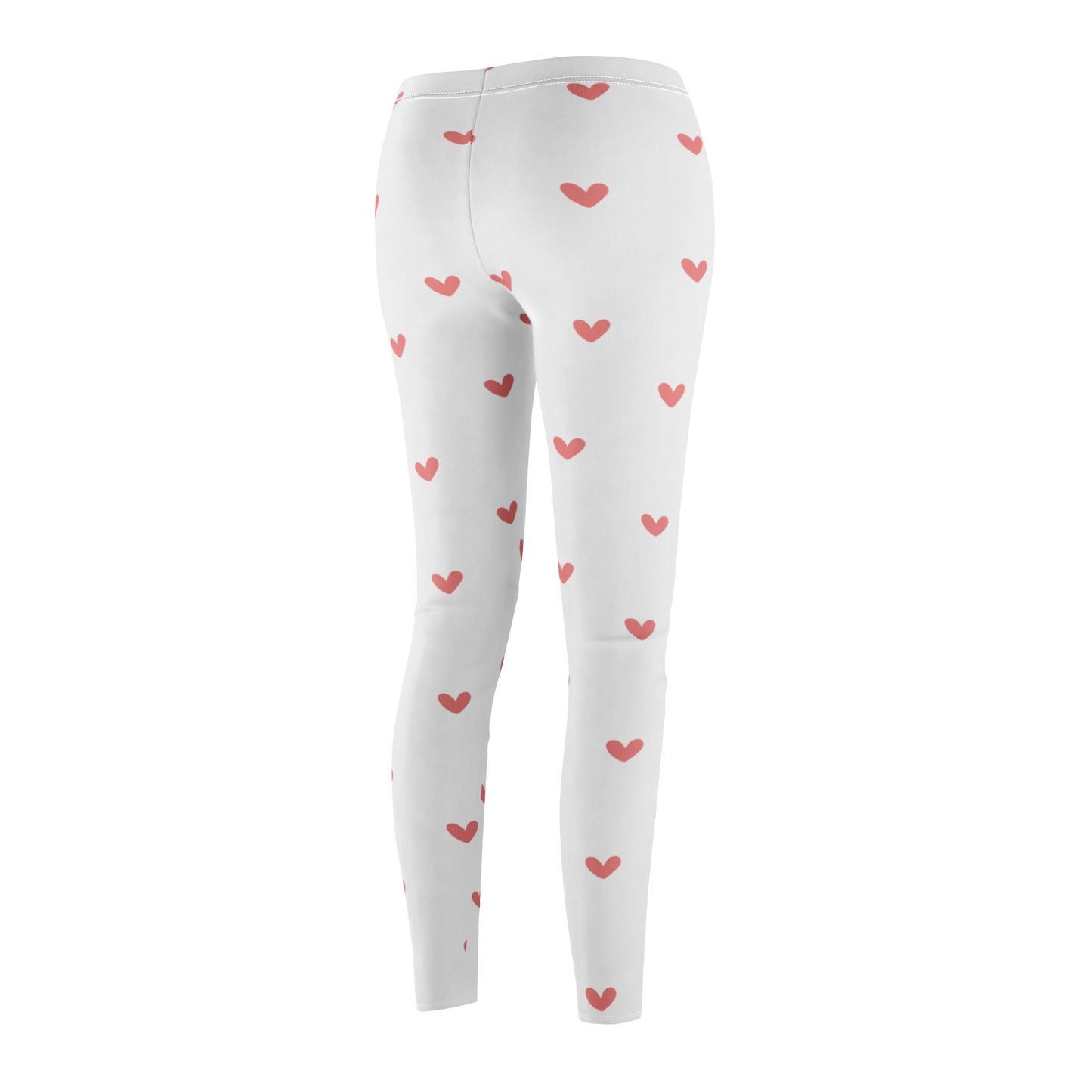 HERZCHEN HERZ PRINT Leggings Damen Weiß • Niedliche Süße Herzchen Muster Leggins Hose • Beste Leggings für Sport & Alltag