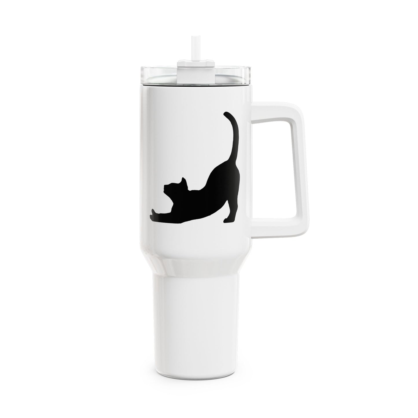 KATZENYOGA TIERYOGA POSE ASANA - Herabschauender Hund • Tumbler mit Henkel & Strohhalm • XXL Reisebecher 1,2L