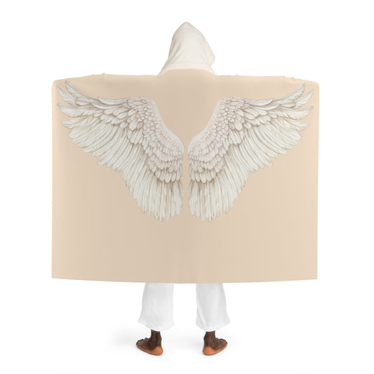 ENGEL FLÜGEL • Kapuzen Kuscheldecke Beige Creme • Wohndecke Sherpa 130cm x 180cm
