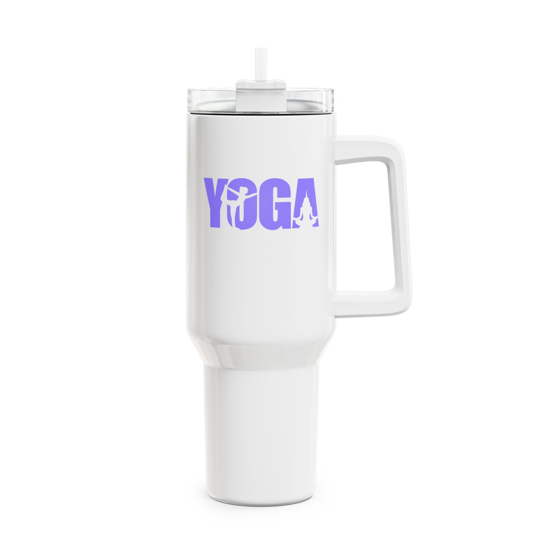 YOGA SCHRFITZUG YOGA POSEN ASANAS lila violet • Tumbler mit Henkel & Strohhalm • XXL Reisebecher 1,2L - YOGA SANTA