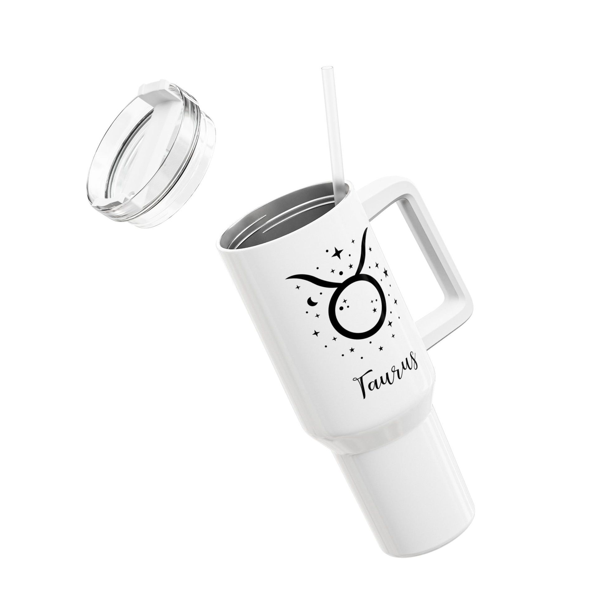STIER TAURUS Symbol Sterne Zeichen Tierkreiszeichen • Tumbler mit Henkel & Strohhalm • XXL Reisebecher 1,2L - YOGA SANTA