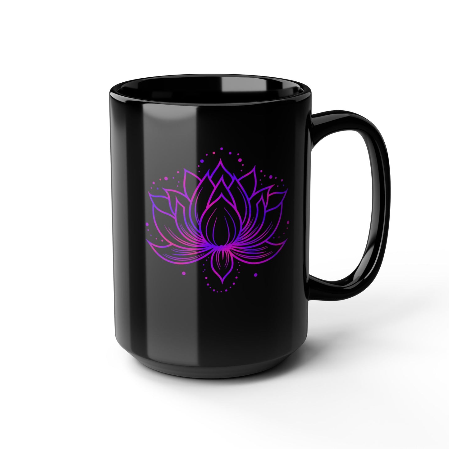LOTUSBLÜTE LILA VIOLET PINK • 440ml XXL Kaffeebecher Schwarz - YOGA SANTA