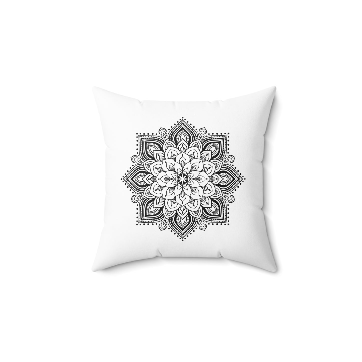 LOTUSBLUME MANDALA ZEICHNUNG • Deko Kissen mit Reißverschluss Quadratisch Weiss