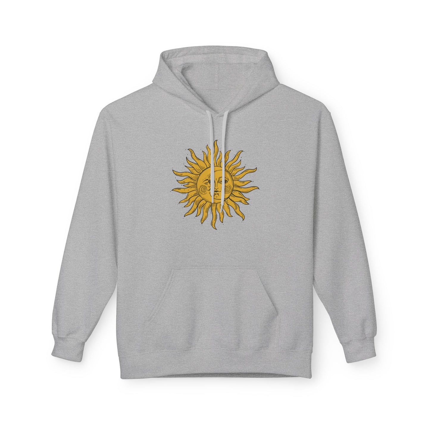 SONNE MOND VINTAGE RENTRO Zeichnung • Fleece Hoodie für Damen & Herren • Baumwolle 🌿