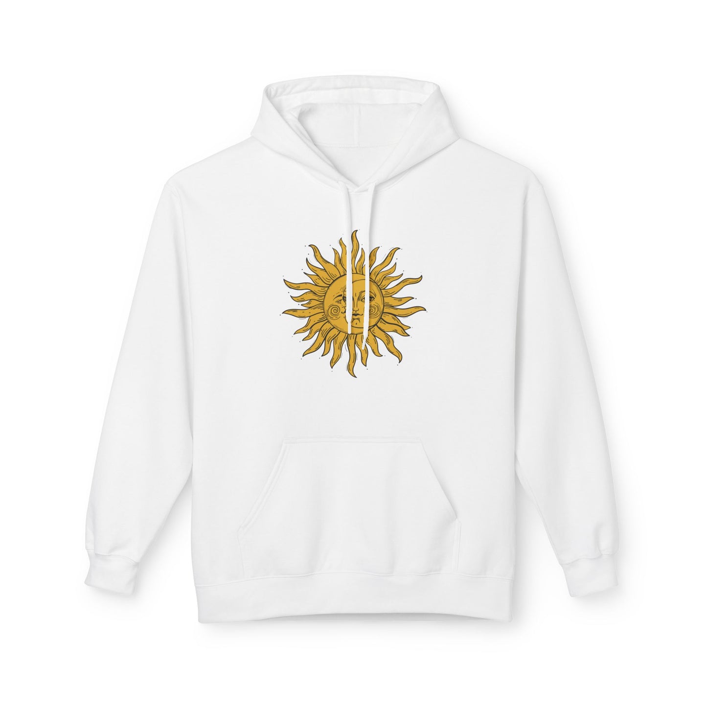 SONNE MOND VINTAGE RENTRO Zeichnung • Fleece Hoodie für Damen & Herren • Baumwolle 🌿