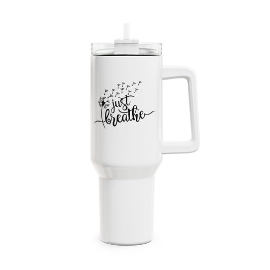 JUST BREAHTE - PUSTEBLUME • Tumbler mit Henkel & Strohhalm • XXL Reisebecher 1,2L - YOGA SANTA